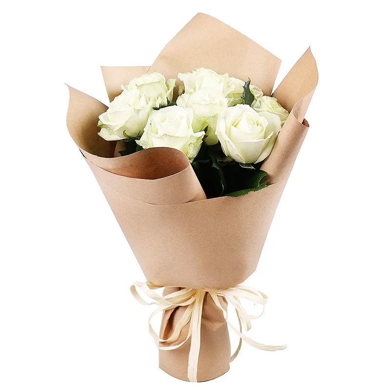 Букет из 7 белых роз Эквадор (60см)